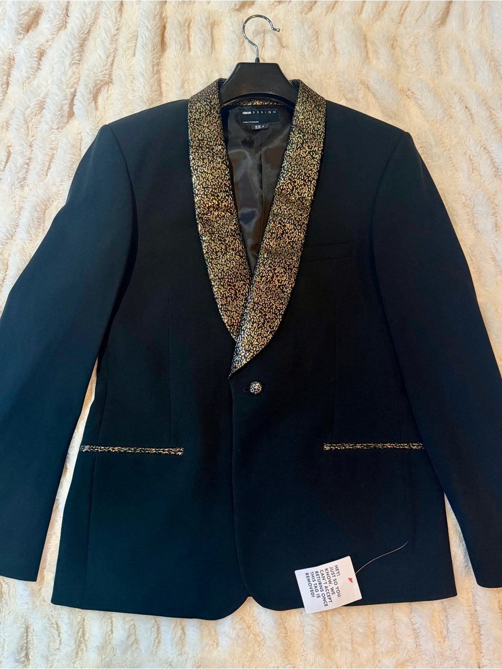 ASOS Black Blazer with Gold Metallic Shawl Collar